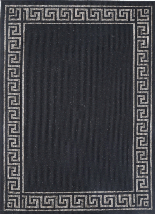 Sisalo Grey Bordered Patterned Rug