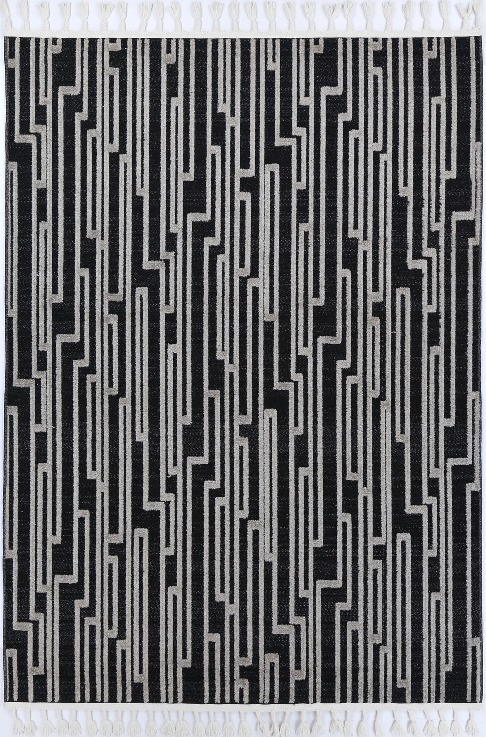 Ares Arcadia Geomteric Black and White Rug