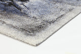 Chelsea Blue and Grey Abstract Bordered Modern Rug