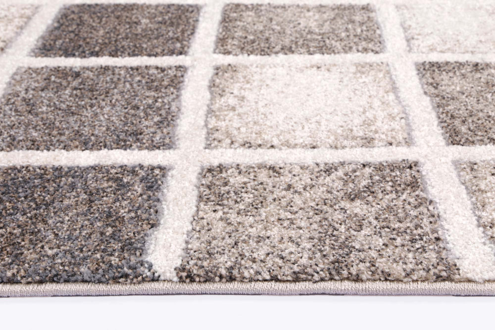 Chelsea Patchwork Grey and Beige Plush Rug