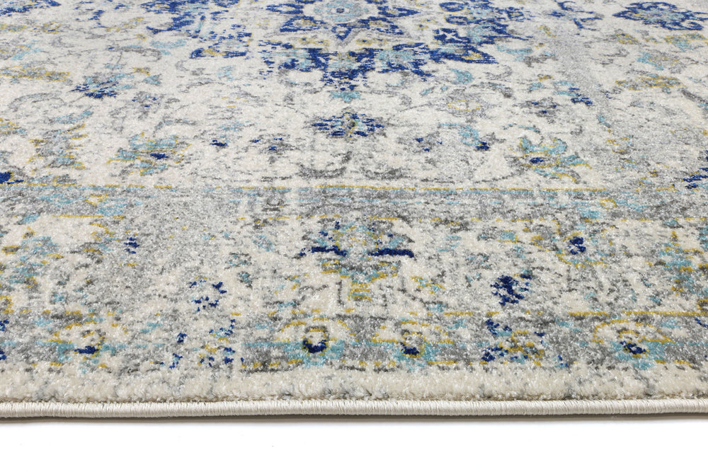 Delicate Magnificance Ivory and Blue Rug