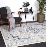 Delicate Magnificance Ivory and Blue Rug