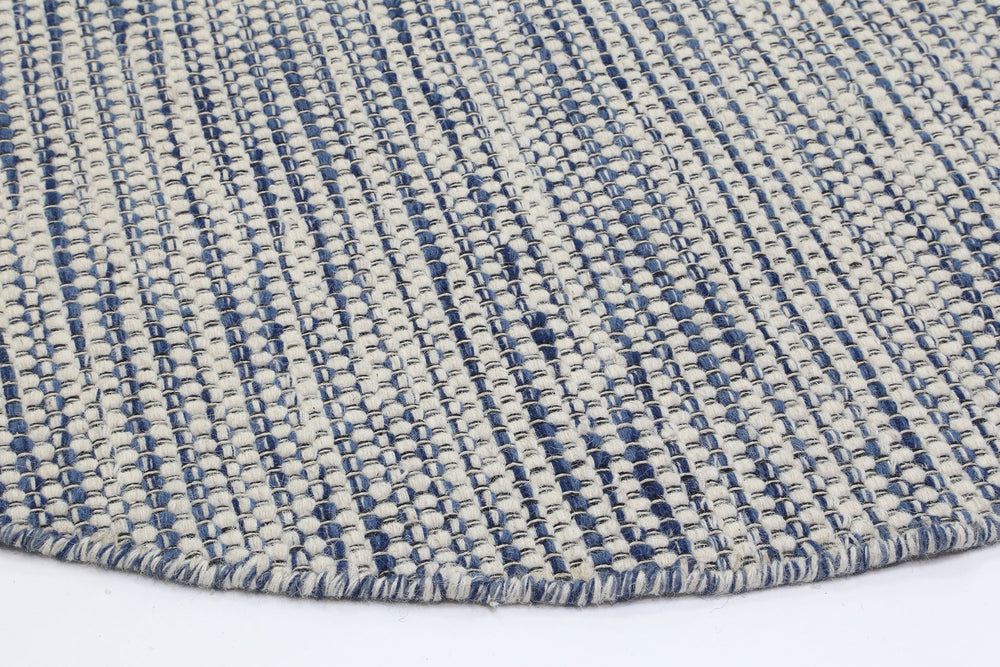 Nordic Blue Reversible Wool Round Rug