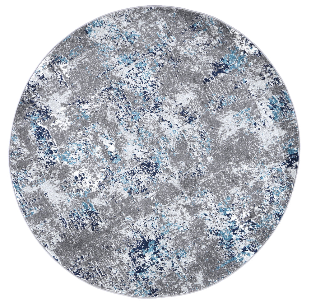 Provence Bayonne Grey & Blue Abstract Round Rug