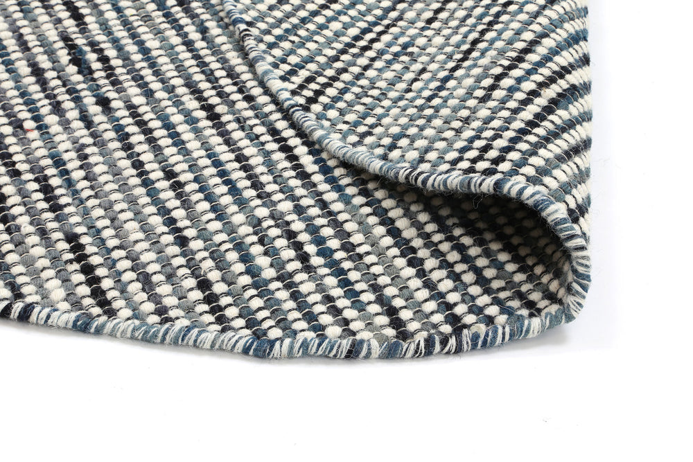Nordic Teal Reversible Wool Round Rug