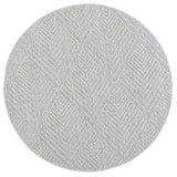 Vanuatu Kini Grey Geometric Round Flatweave Rug