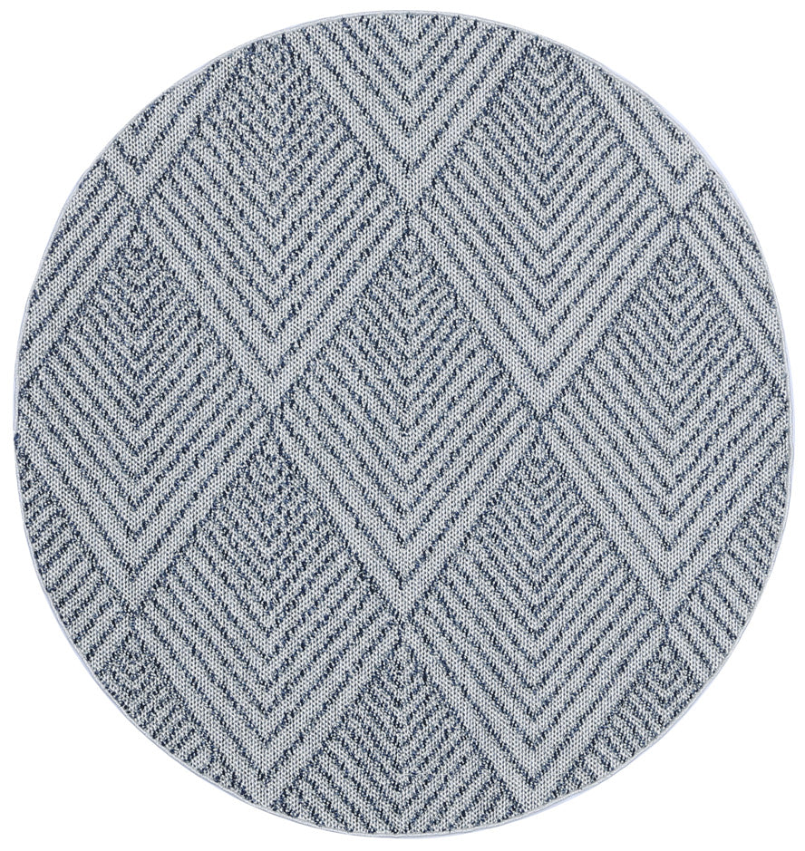 Vanuatu Naka Charcoal Geometric Round Flatweave Rug