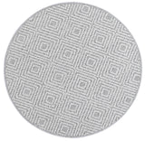 Vanuatu Fugui Grey Geometric Round Flatweave Rug